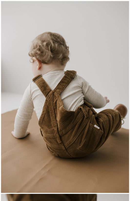 Baby Solid Color Knit Suspender Shorts Corduroy