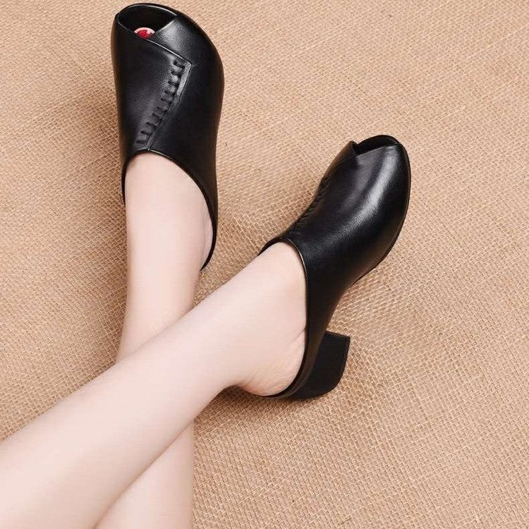 Women's Summer High-heeled Half Slippers