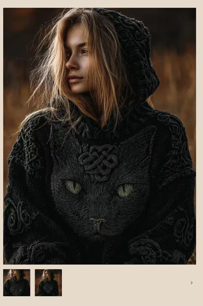 Digital Print Loose-Fit Hooded Sweater Cardigan Coat 3D