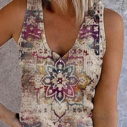 New Women's European And American Graffiti 3D Printing Casual V-neck Sleeveless Vest