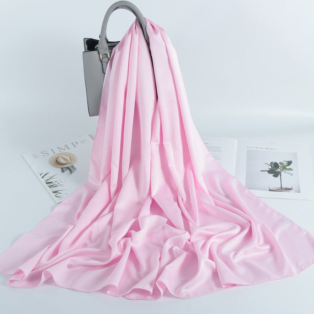 Solid Color Casual Malay Scarf Satin Shawl