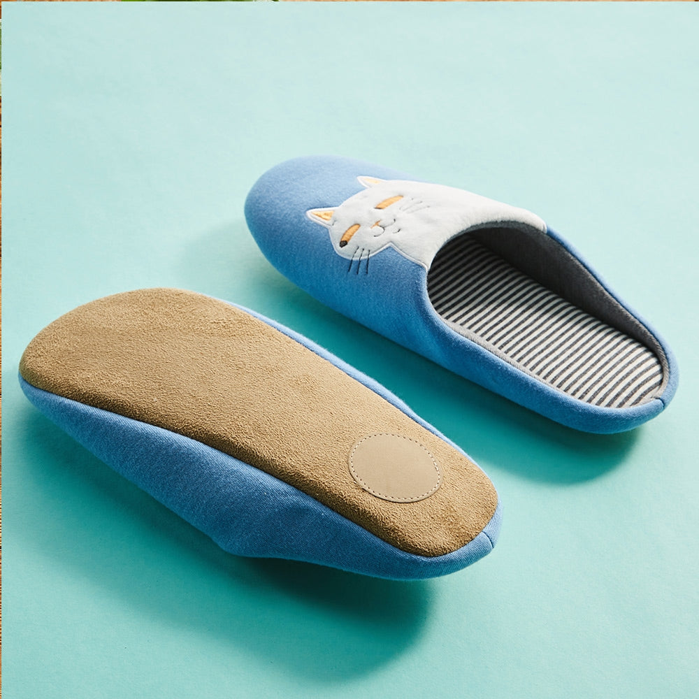 Couple Wooden Floor Machine Washable Mute Embroidered Slippers