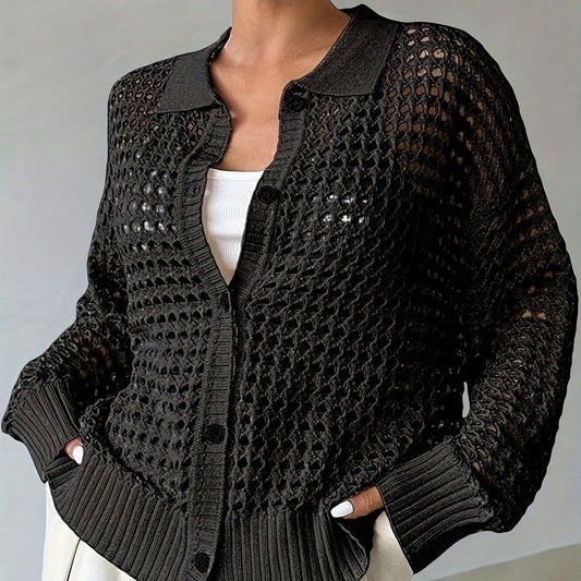 Hul Enkeltradet Revers Oversized Strikket Cardigan