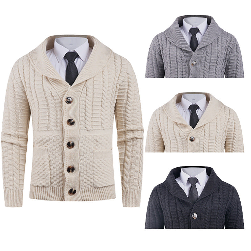 Ny herre cardigan sweaterfrakke med lange ærmer i plus size
