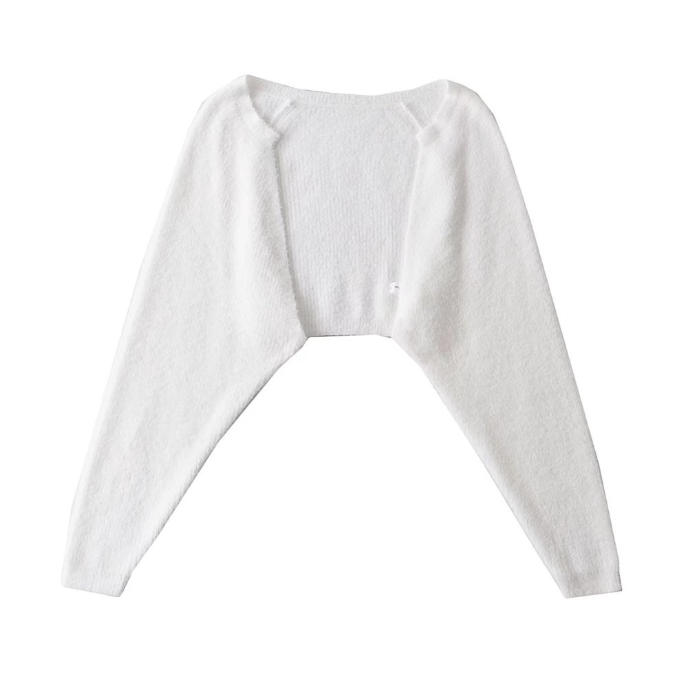 Furry Long Sleeve Short Loose Blouse Outer Sweater Coat For Women