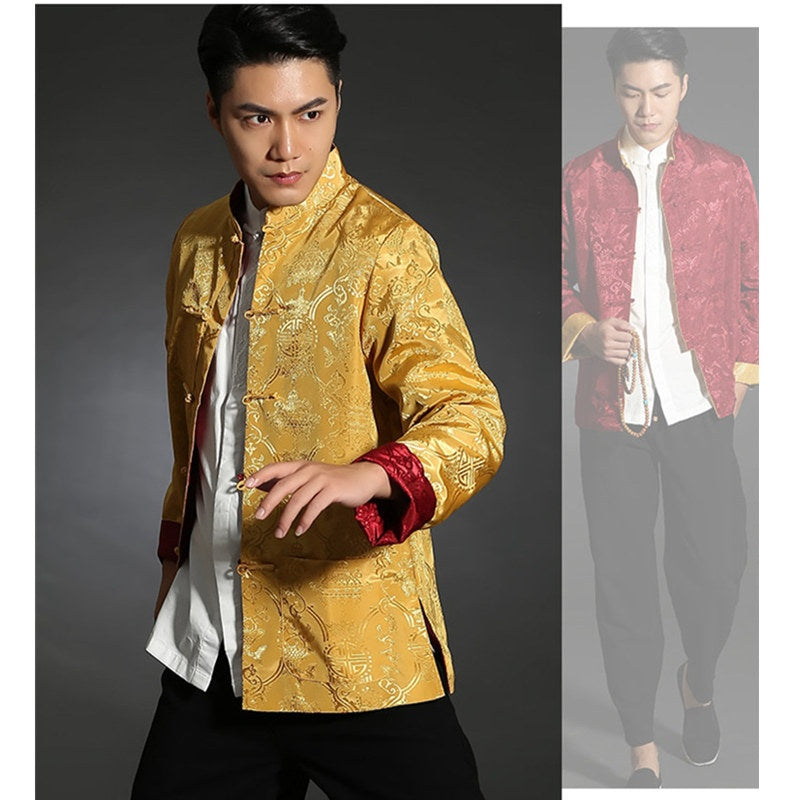Men's Tang Suit Spring And Autumn Thin Coat Double-sided Wear