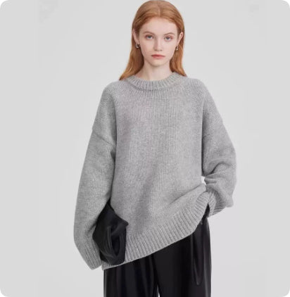 Sweaters Women's Clothing Knitwear Round Neck Loose Solid Color