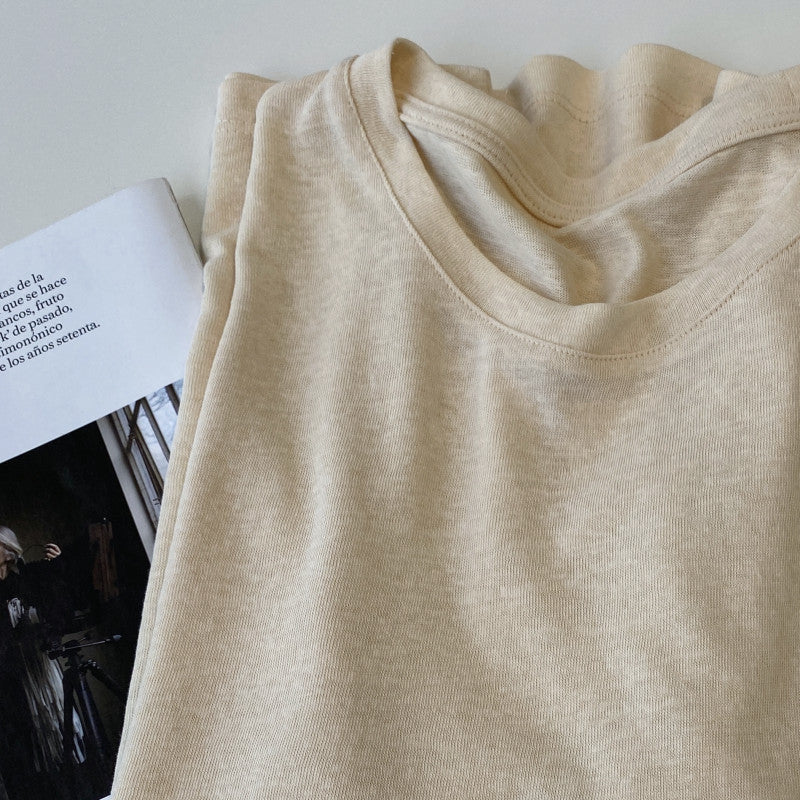 Loose Cotton And Linen Short-sleeved T-shirt Round Neck Top