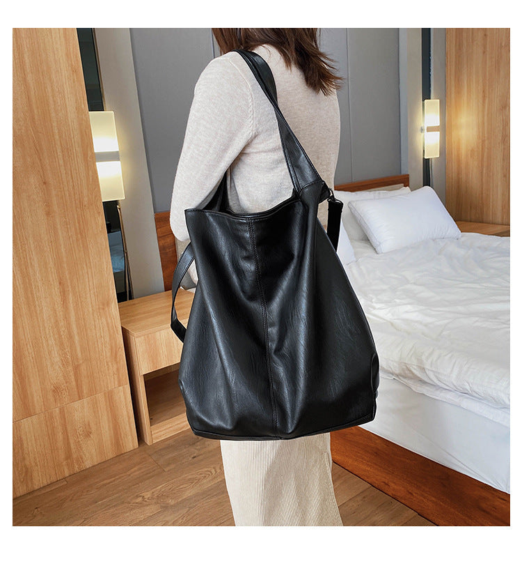 One-shoulder Women's Simple Fashion Bucket PU Messenger Bag