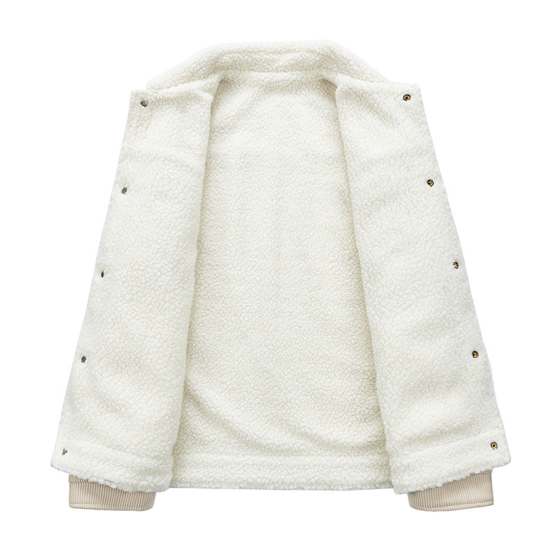 Retro Fashion Brand Fleece-lined Warm Lapel Cotton-padded Coat