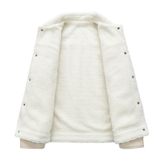 Retro Fashion Brand Fleece-lined Warm Lapel Cotton-padded Coat
