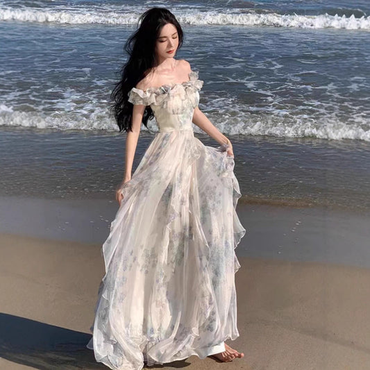 Beach-Ready Strappy French Ruffle Beach Dress