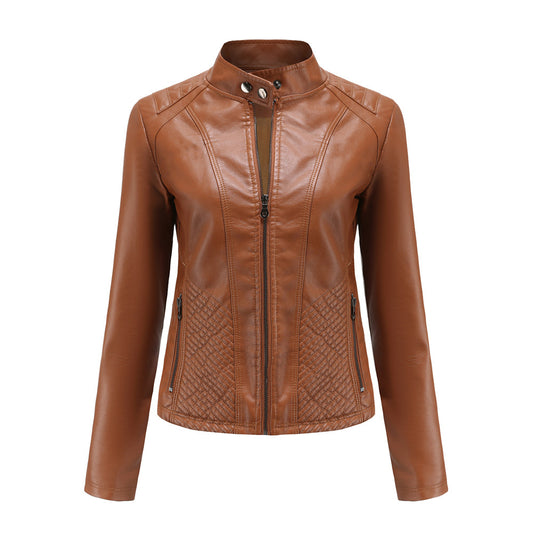 Autumn And Winter Casual Leather  Coat Long-sleeved Motorcycle Jacket