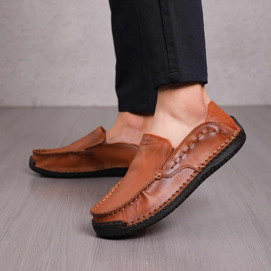 Loafers Men's Lightweight Non-slip Leather Shoes Slip-on