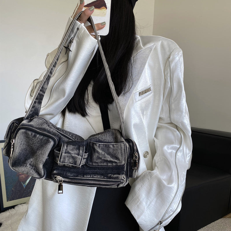 Niche Lokomotiv-stil Multifunktions Retro Denim Skuldertaske/Crossbody-taske