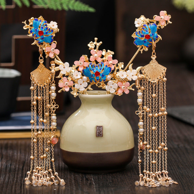 Ancient Style Super Fairy Crown Butterfly Hair Comb Fringed Step Shaking Hairpin Full Set Of Hair Accessories