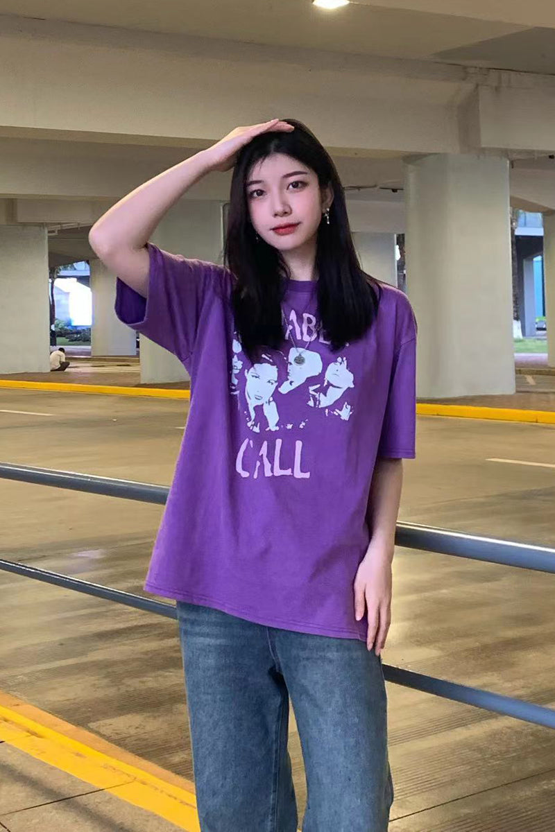 Women's Vintage Washed Old Green Cotton Short Sleeves