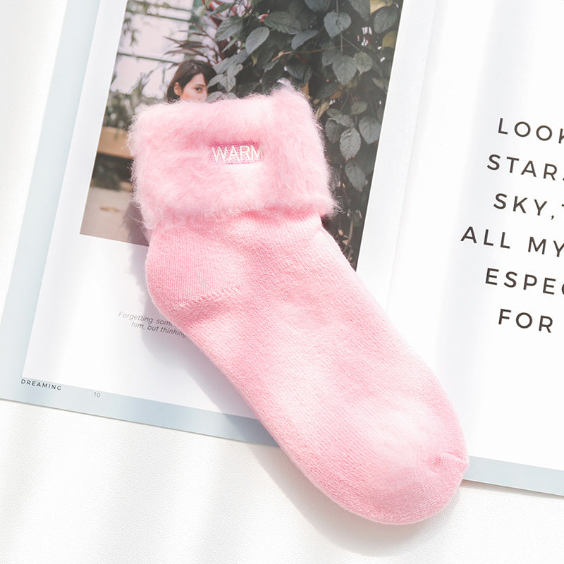Women's Wholesale Brushed Thickened Wool Lining Room Socks