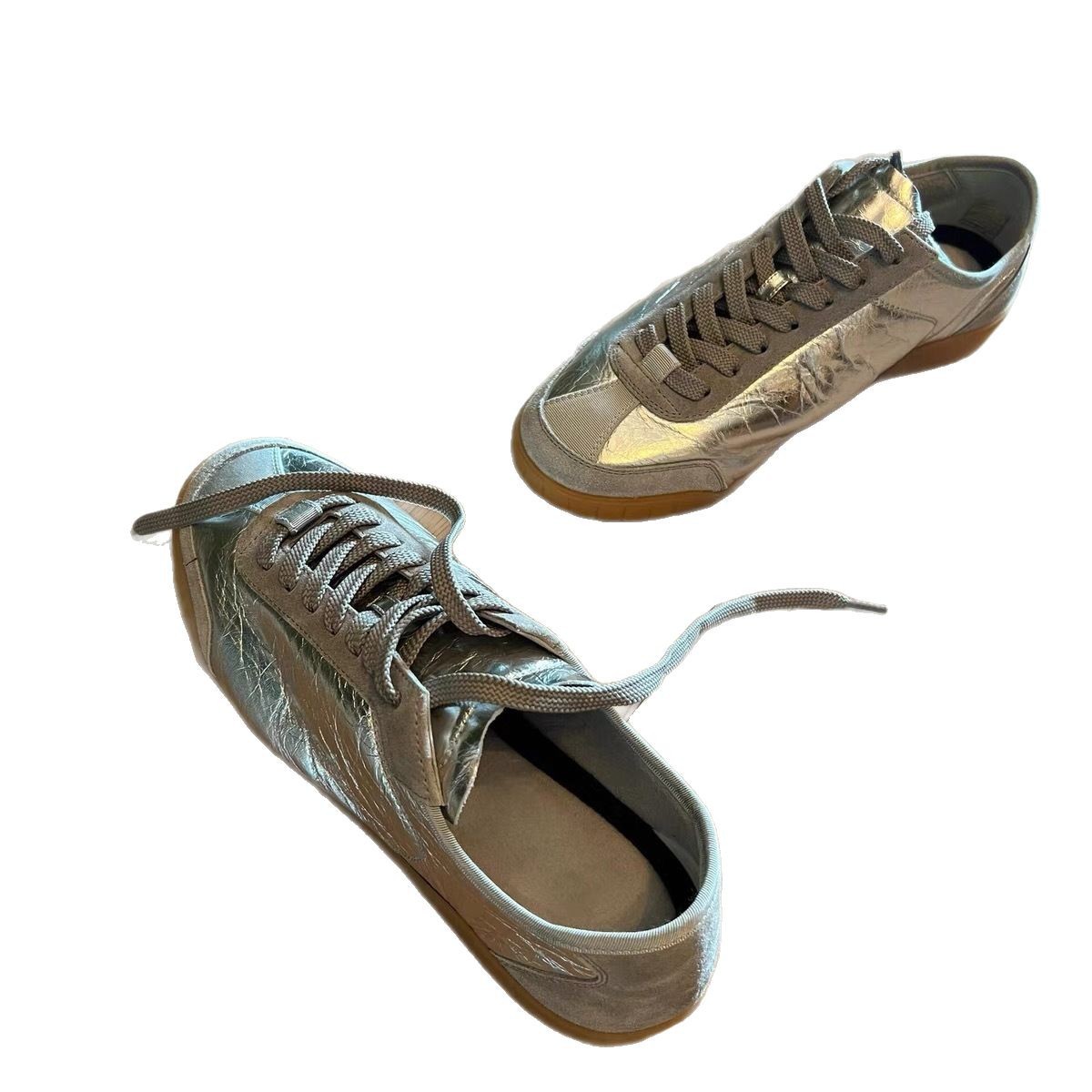 Super Soft Bottom Leather Casual Silver German Training Shoes