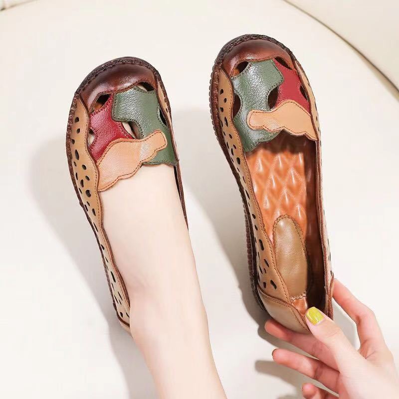 Modieuze Designer Holle Lederen Platte Schoenen