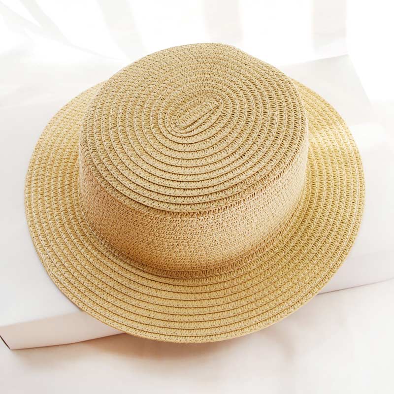 Flat Top Hat Foldable Simple Beach Korean Version Casual Travel Straw