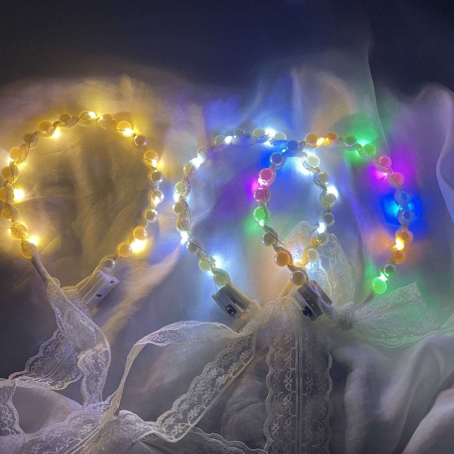 Fairy Luminous Hair Band Hair Band A System With Female Tie Hair Gentle Lace Pearl Band Headdress