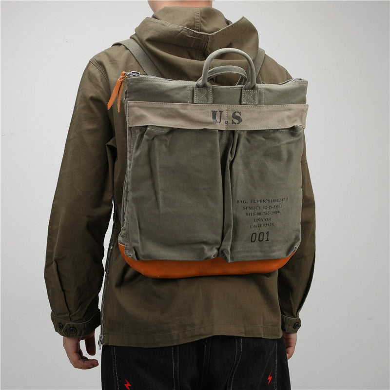American Retro Motorcycle Bag Backpack Washed Distressed Canvas Bag Men's Outdoor Mountaineering Camping