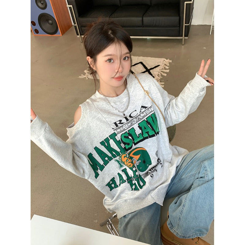 Women's Grey Sweatshirt With Niche Design