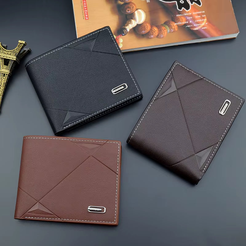 Slim Minimalist Bifold Wallet Carbon Fiber RFID Blocking Men'S Coin Purses with ID Window Muti Card Slots Leather Card Holder