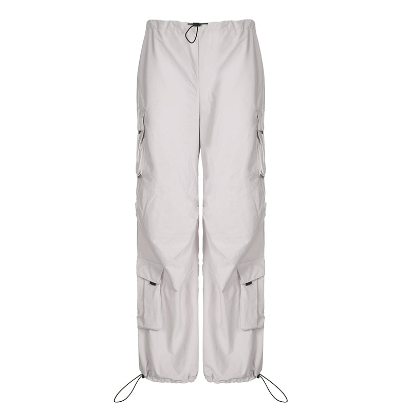 Street Loose Pocket Wide Leg Ladies Pants