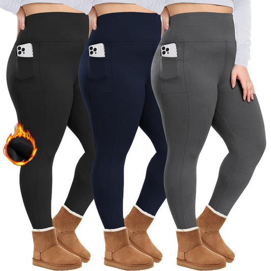 AutumnWinter Fleece-Lined Yoga Pants For Women, High-Waisted, Cropped Style