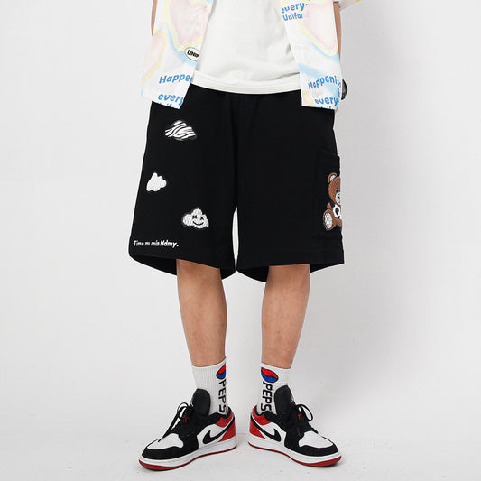 Fashion Printing Street Couple Loose Five-point Pants