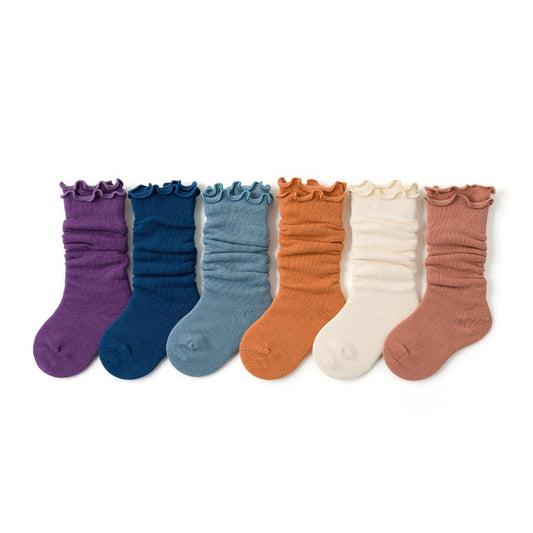 Children's Baby Princess Solid Color Cotton Socks With Wooden Ears