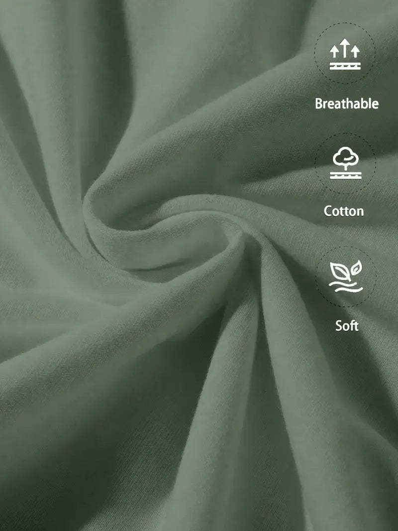 Unprinted Cotton Top Solid Color Casual