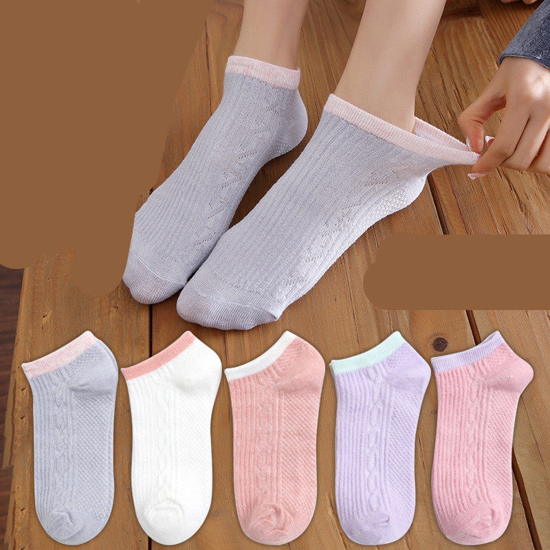 Summer Thin Shallow Mouth Boat Socks Ladies Cotton Socks