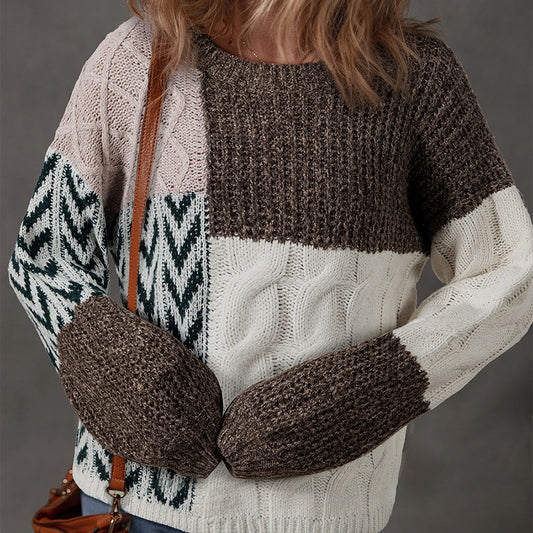 Women's Round Neck European And American Leisure-style Multi-color Printed Sweater