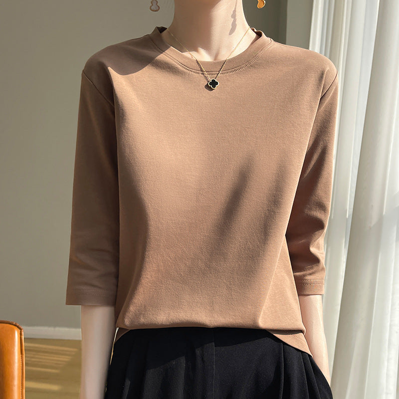Mid-sleeve Bottoming Shirt Outer Wear Half-sleeve T-shirt Top