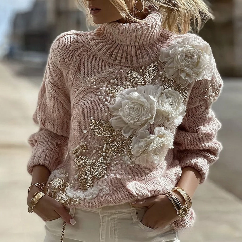 Digital Short Sleeve Printed Women's Fashion Casual High-neck Sweater 3D