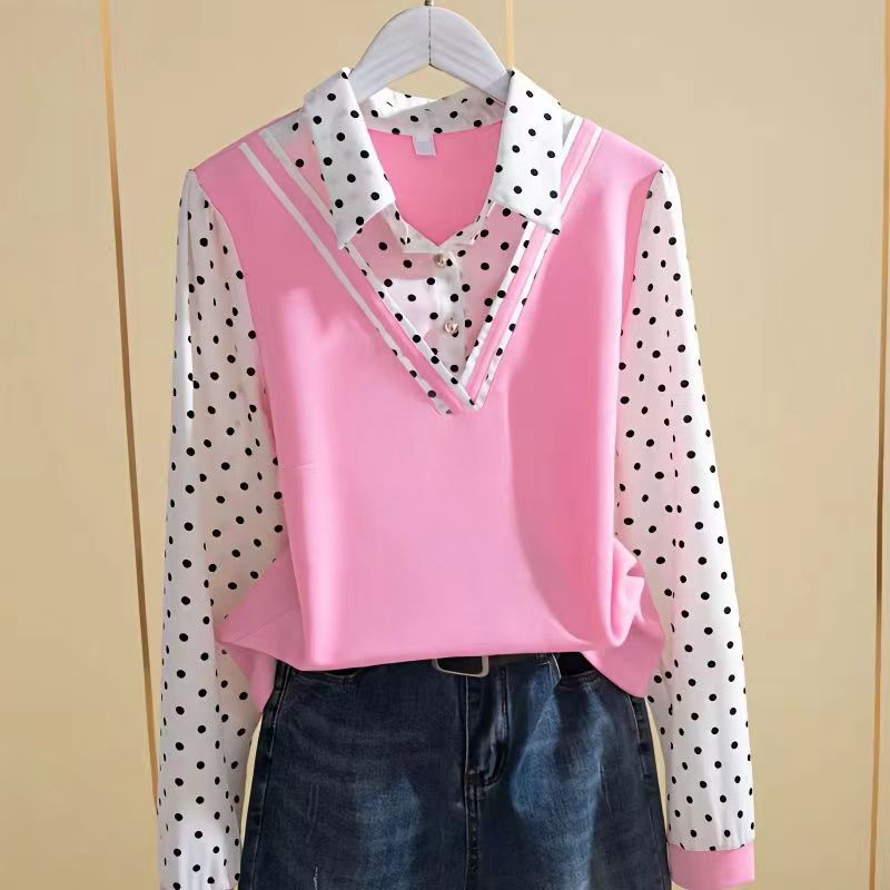 Fake Two-piece Student Base Shirt Plus-size Top