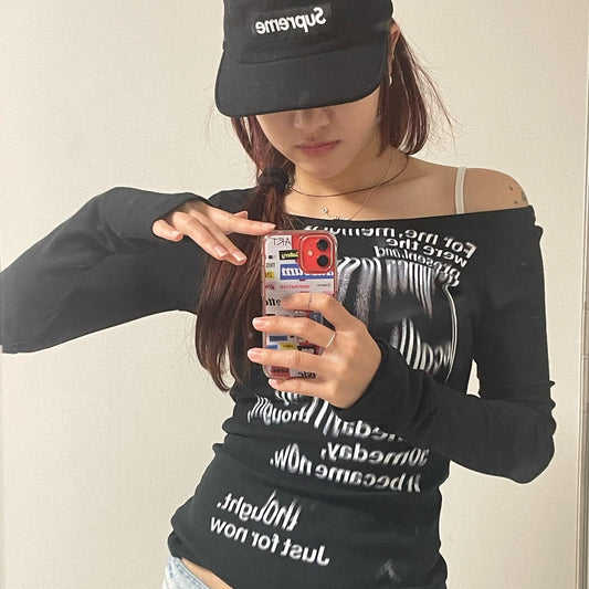 Slimming Spice Girl Long-sleeved Off-the-shoulder All-match Top