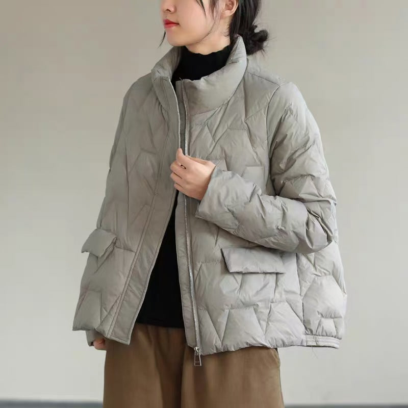 Pure Color Commuter All-match Simple Zipper Down Jacket