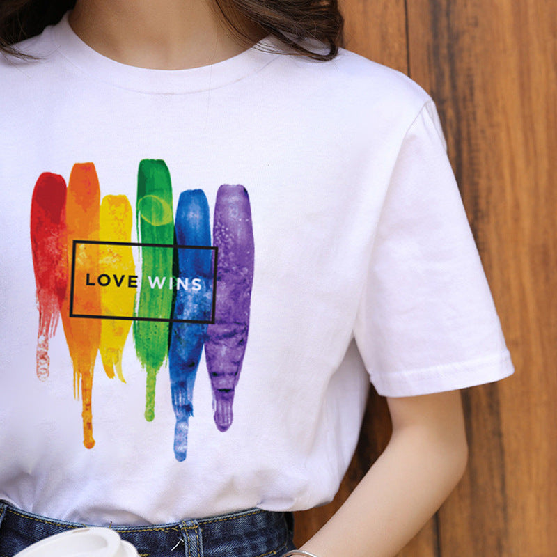 Letter Print Casual Short Sleeve Ladies T-Shirt