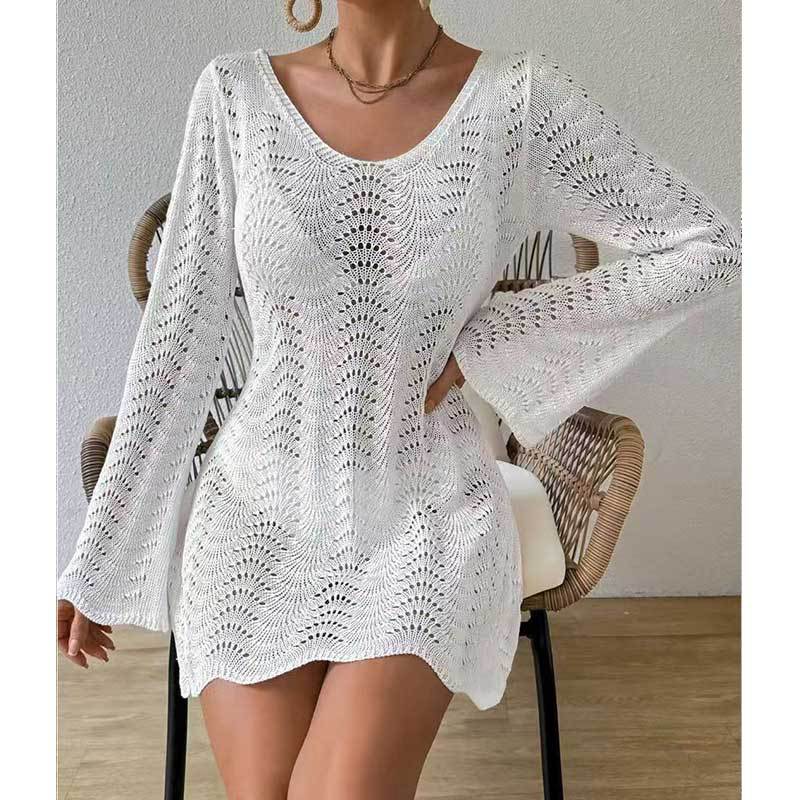 Womens Stylish SexyOpenwork Knit Long-sleeve Top