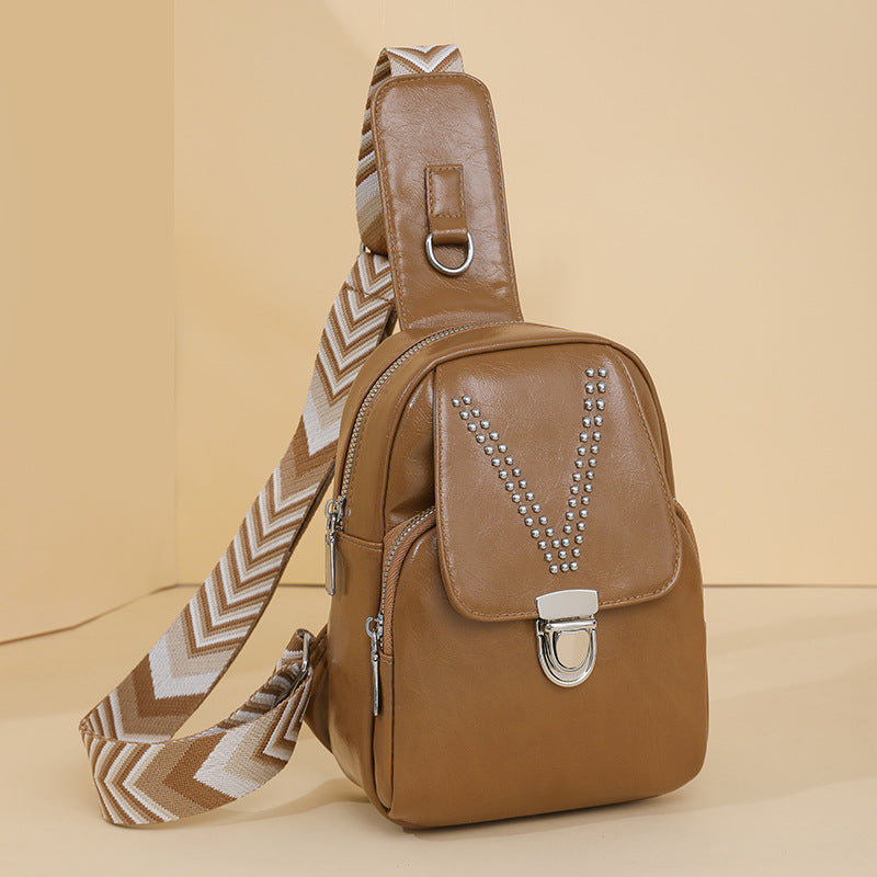 Dame blød læder casual all-match skuldertaske/crossbody-taske