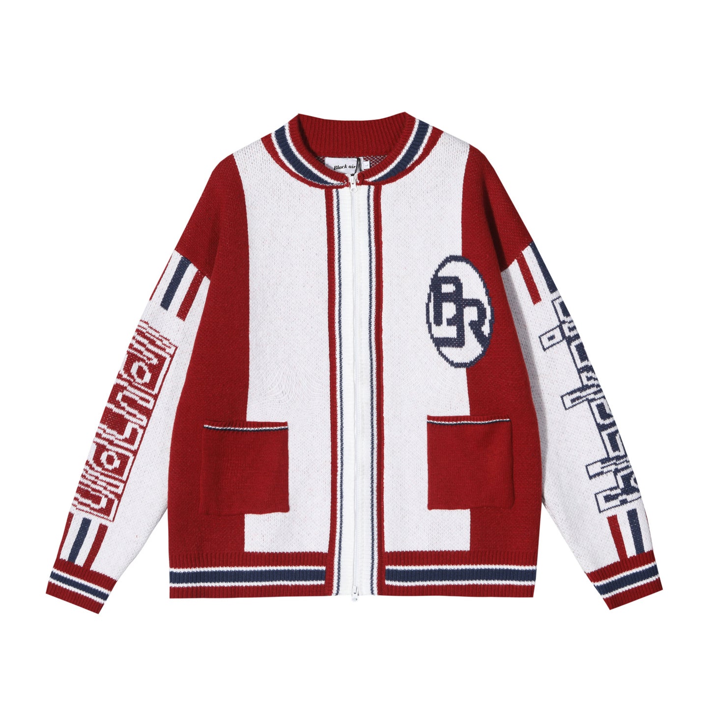 American College Style Ins Letters Loose Color Matching Sweater