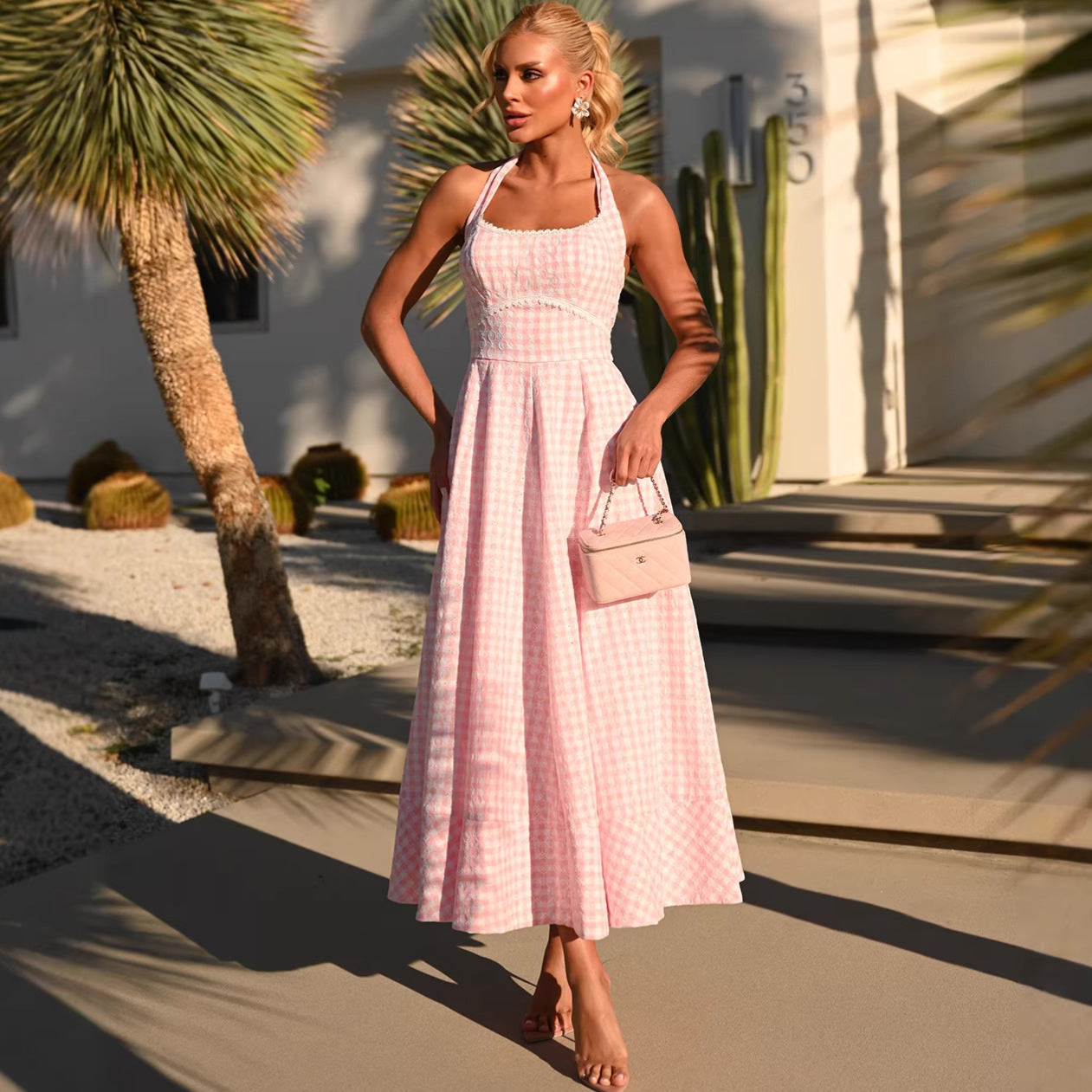 French-style Beach Vacation Maxi Slip Dress For Women