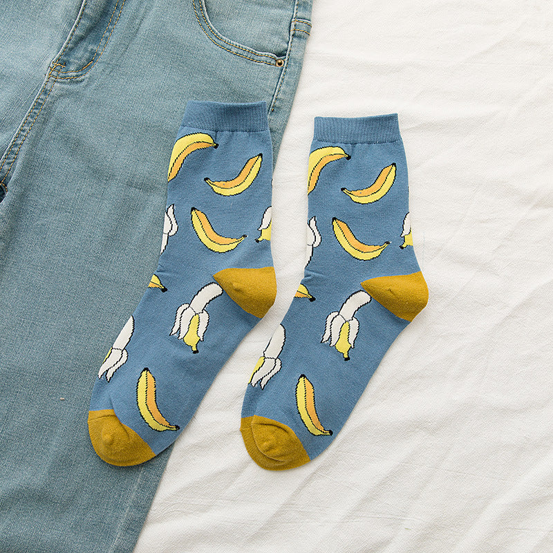 Japanese Ins Trendy Sweet Cute Fruit Mid-calf Socks Strawberry Peach Avocado College Style Socks