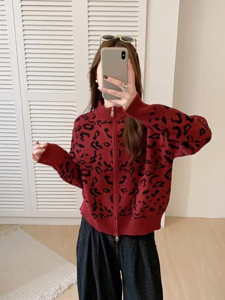 Fransk Retro Cardigan med Høj Krave til Kvinder