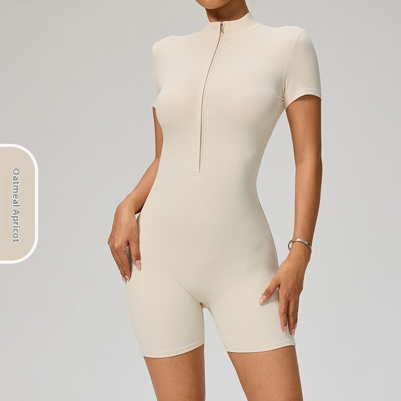 Lynlås Kortærmet Yoga Jumpsuit Dame Sports Jumpsuit