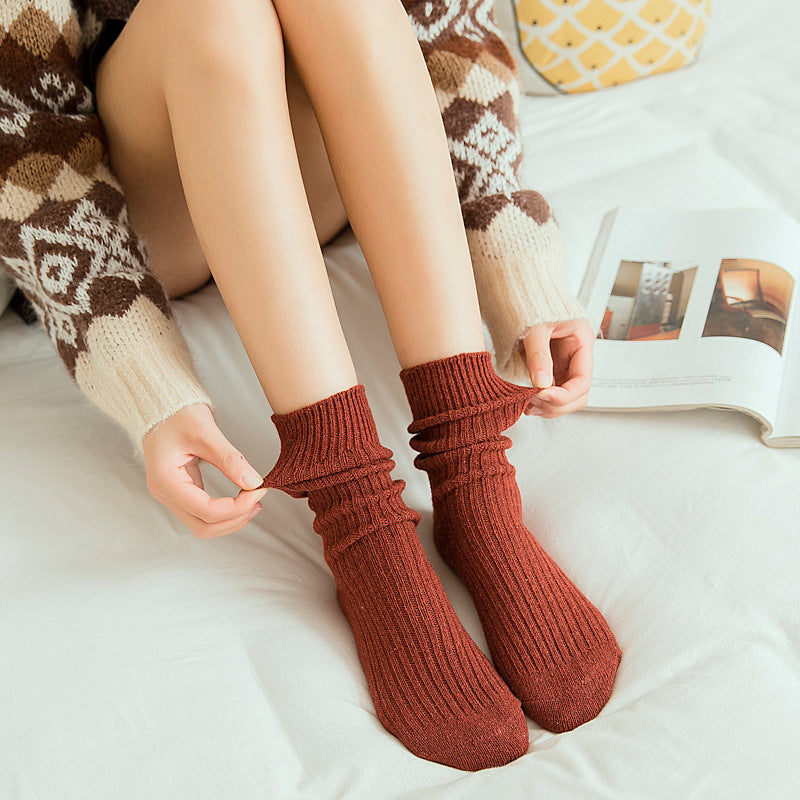 Women's Winter Japanese Solid Color Wool Socks To Keep Warm